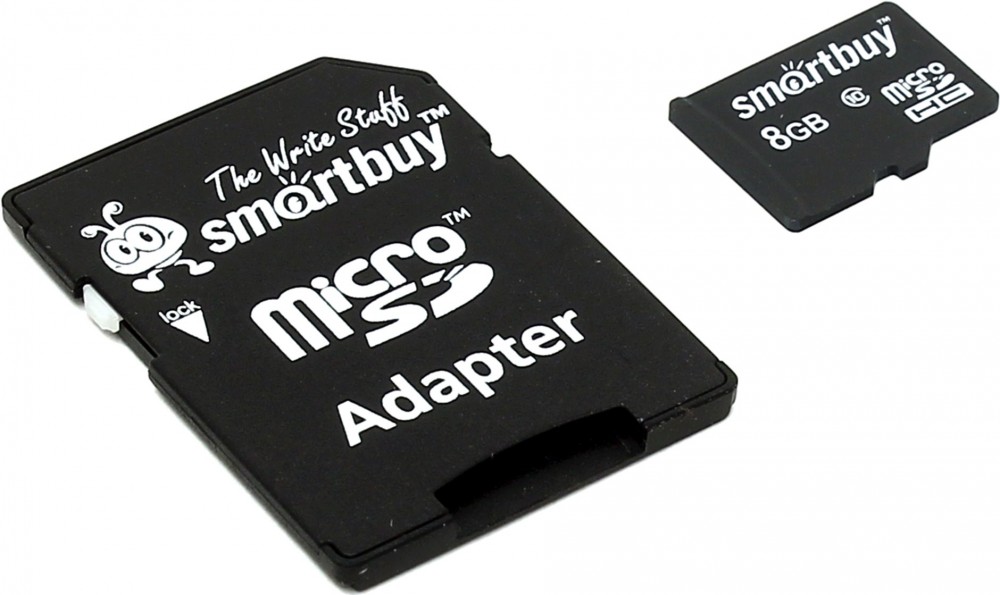 Карта памяти Smartbuy MicroSDHC 8Gb Class 10 (с адаптером SD)
