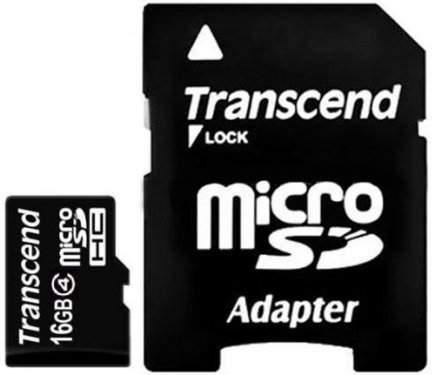 Карта памяти Transcend MicroSD 16Gb (SD adapter) Class 4