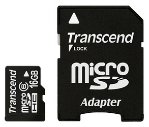 Карта памяти Transcend MicroSD 16Gb (SD adapter) Class 6