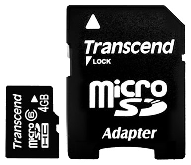 Карта памяти Transcend MicroSD 4Gb (SD adapter) Class 6