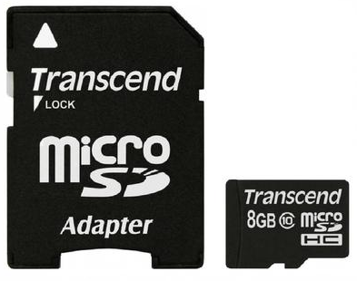 Карта памяти Transcend MicroSD 8Gb (SD adapter) Class 10
