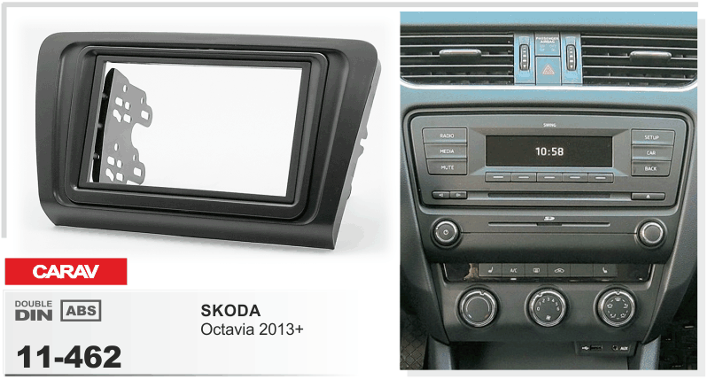 CARAV  11-462  Рамка 2DIN для Skoda Octavia 13+