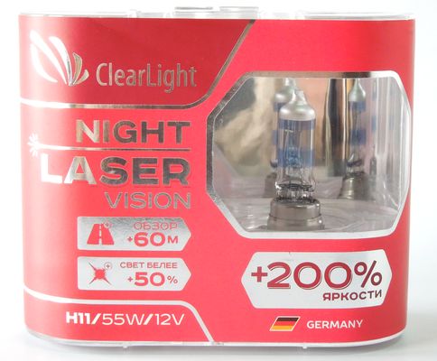 ClearLight Night Laser Vision H11 +200%, 12V-55W Блистер 2 штуки