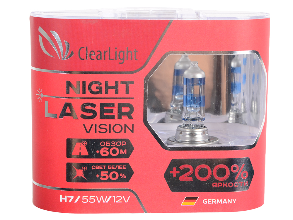ClearLight Night Laser Vision H7 +200%, 12V-55W Блистер 2 штуки
