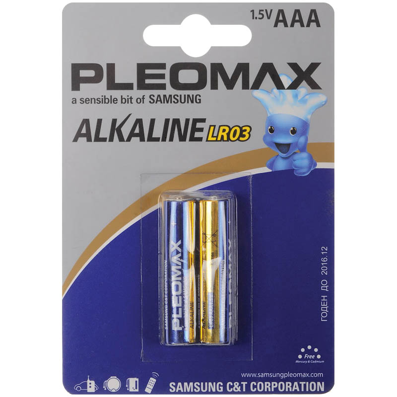Батарейка ААА LR-03-2BL Samsung Pleomax 2шт в уп
